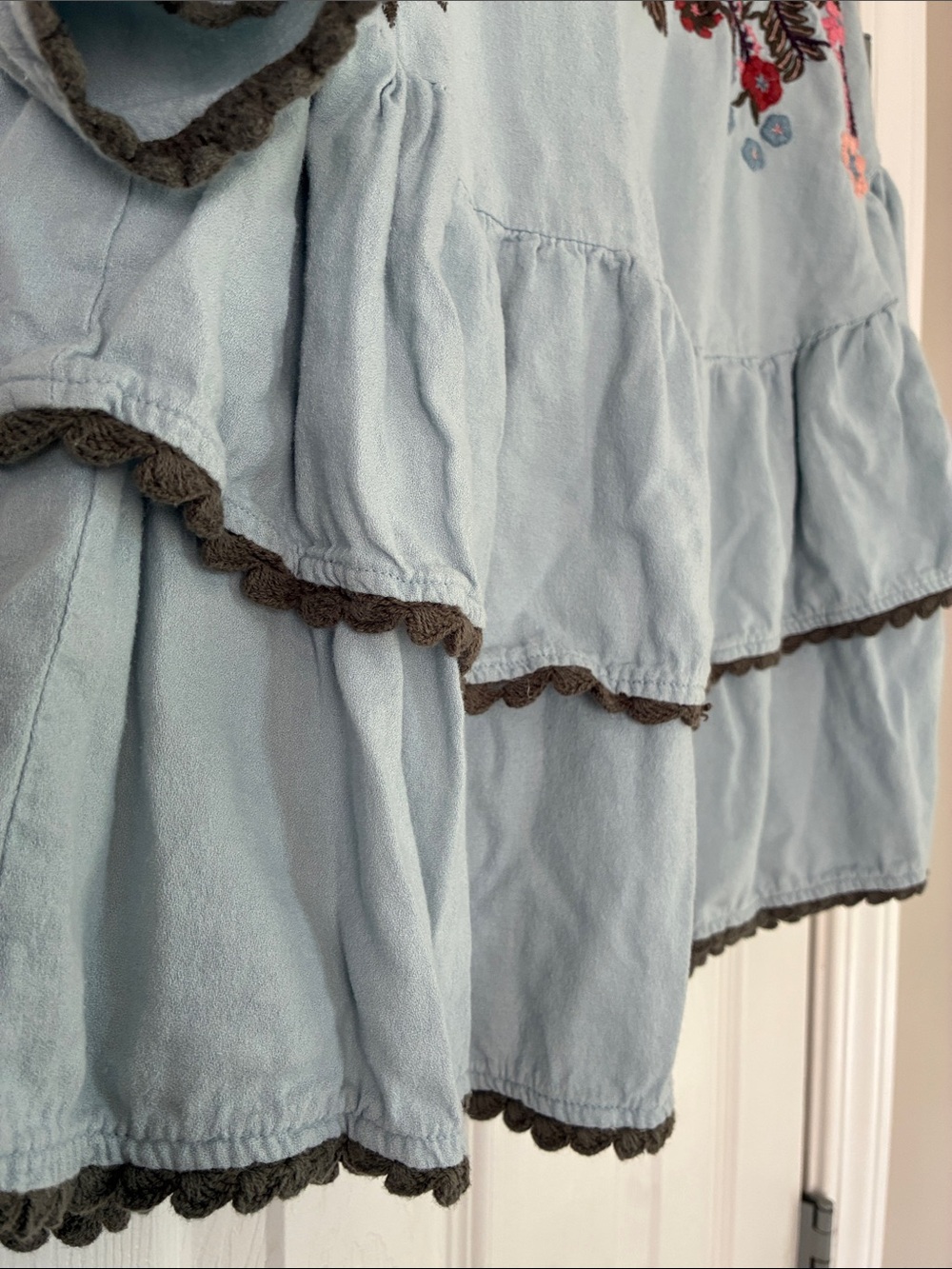 Ivy Jane Light Blue Embroidered Tiered Peasant Top - Picture 5 of 9